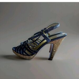 Coach Dawn Black Tan Open Toe Strappy Sandal 7.5